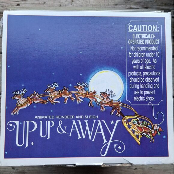 Dept 56 Snow Village Animated Reindeer And Sleigh Up, Up & Away Working Tested - Picture 1 of 8